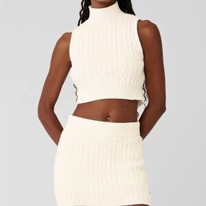 Alo Yoga Cable Knit Winter Bliss Mock Neck Tank